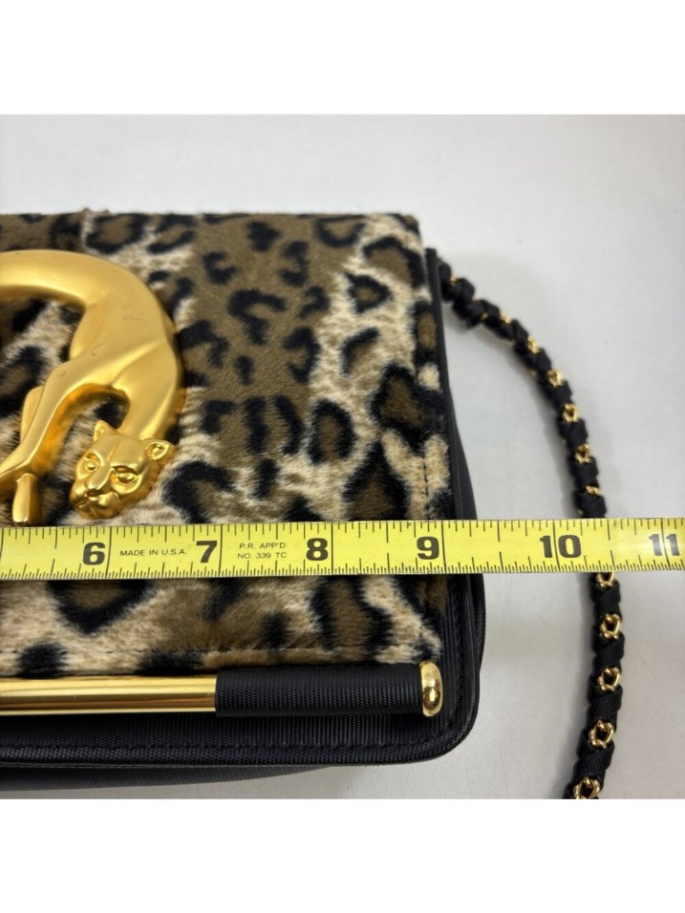 VTG 1990s Nima Glam Crossbody Gold & Black Panther Animal Purse braided strap - Picture 2 of 11